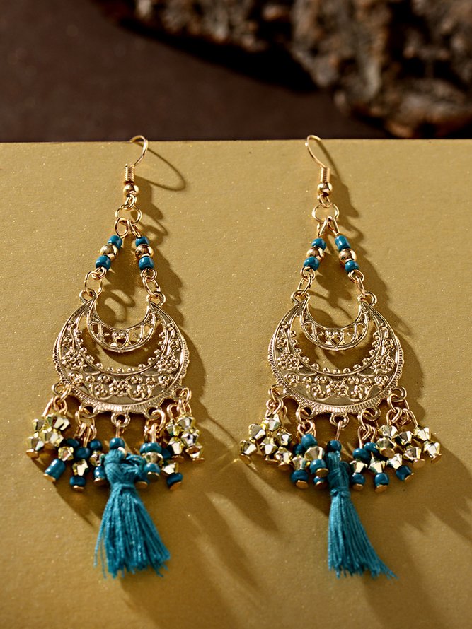 Bohemian  crescent fringe earrings