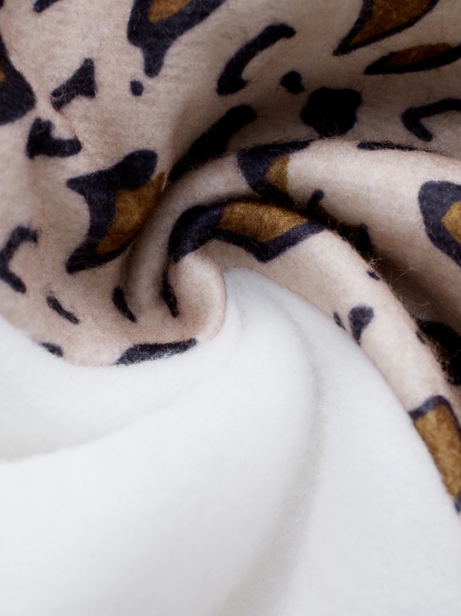 Long Sleeve Casual Hooded Leopard Loosen Outerwear