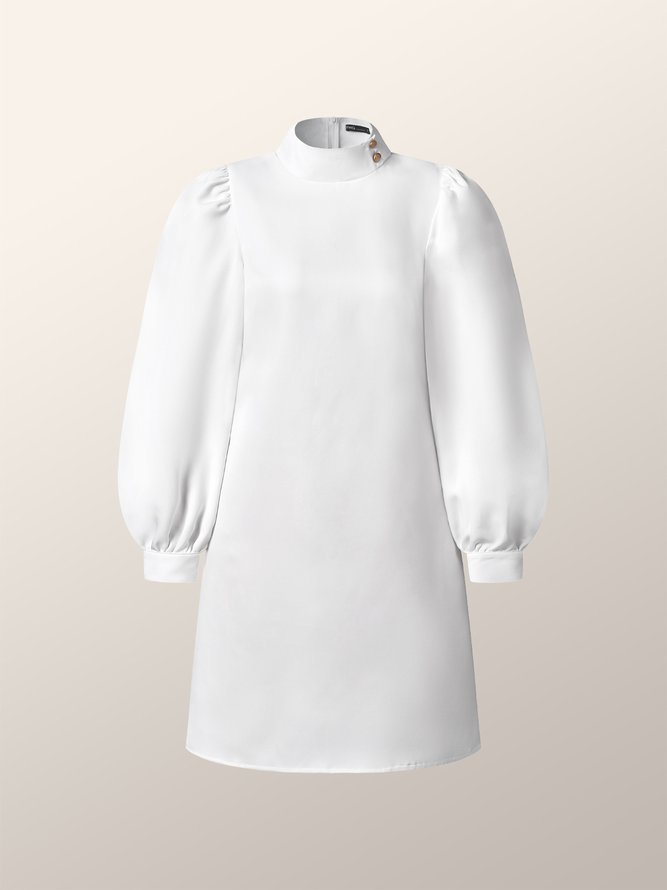 Fall A-line Elegant Long Sleeve Stand Collar Dresses