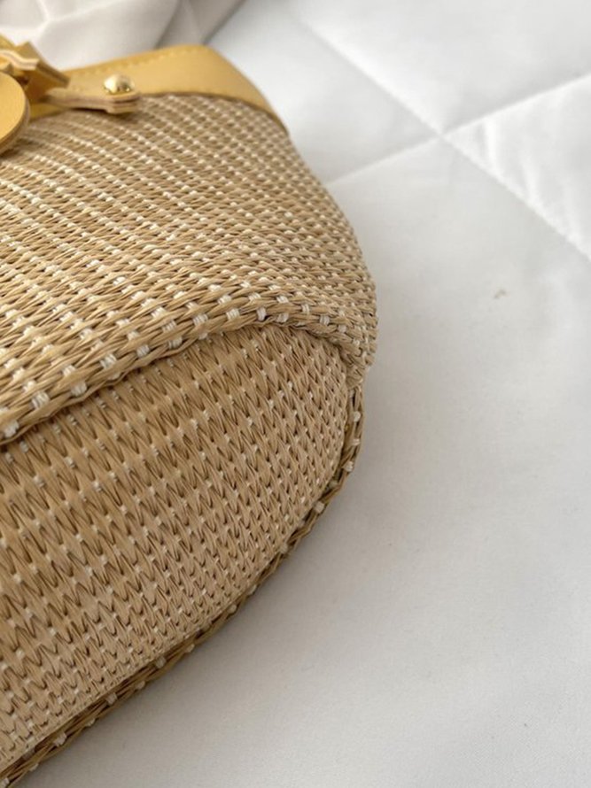 Woven one-shoulder beach vacation bag