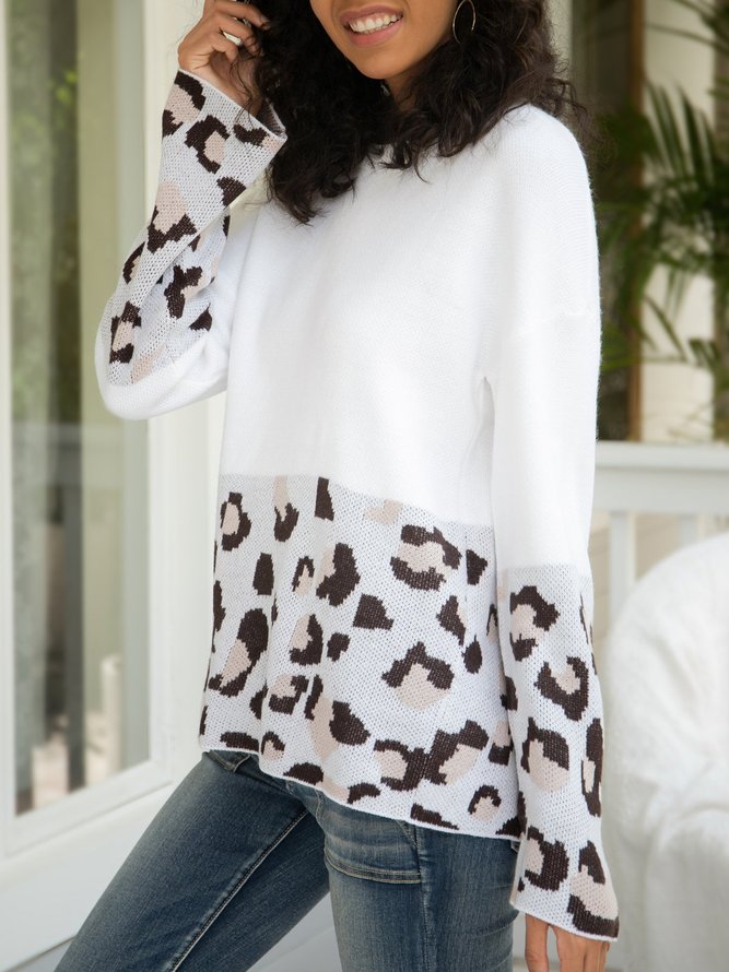 White Leopard Long Sleeve Sweater
