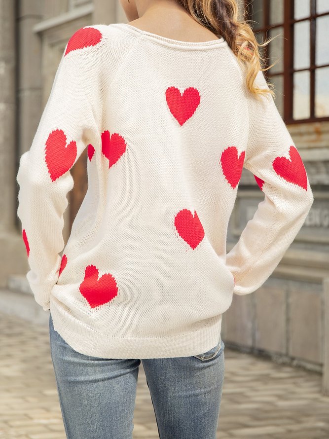 Love Knitted V Neck Long Sleeve Sweater