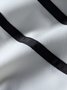 Black-white Cotton-blend Long Sleeve Color-block Crew Neck Midi Dress