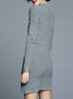 Gray Angora-blend Long Sleeve Knitted Sweater Dress