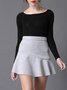Gray Ruffled Faux Leather Mini Skirt