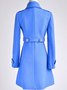 Blue Long Sleeve Wool Blend Buttoned Coat