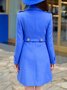Blue Long Sleeve Wool Blend Buttoned Coat