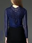 Royal Blue Plain Embroidered Work Long Sleeved Top