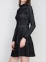 Black Elegant Printed Knitted A-line Sweater Dress