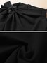 Stand Collar Black Sheath Work 3/4 Sleeve Elegant Solid Midi Dress