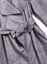 Faux Suede Gray A-line Simple Trench Coat