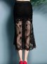 Black Lace Bodycon Floral Midi Skirt
