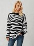 White Zebra Knitted Casual Sweater