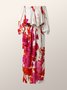 Loosen Floral Elegant Short Sleeve Woven Midi Dress