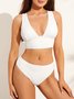 Vacation Abstract V Neck Bikinis Two-Piece Set