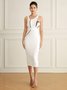 Stylewe Color Block Asymmetrical Neck Backless Cocktail Party Bodycon Bandage Dress