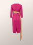 Elegant Color Block Tight Midi Dress