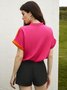 Urban Loose Color Block Stand Collar  Blouse