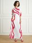 Stylewe Regular Fit Urban Abstract Stripes Skirt