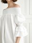 Loose Short sleeve Cold Shoulder Elegant Skirt Dress