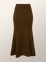 High Elasticity Lightweight Plain Tight Elegant Midi Skirt