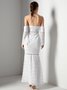 Boat Neck Elegant Lace Plain Wedding Dress