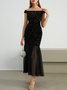 Mesh Boat Neck Party Party Dress