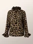 Elegant  Leopard Regular Fit Flouncing Blouse