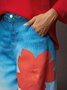 Casual Denim Print Graphic Printing Floral Wide Leg Pants