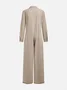 Urban Shawl Collar Long Sleeve Loose Linen Jumpsuit 