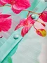 Vacation Floral Printing Shirt Collar Balloon Sleeve Shirt