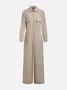 Urban Shawl Collar Long Sleeve Loose Linen Jumpsuit 