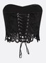 Lace Elegant Plain Strapless Tank Top
