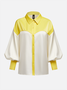 Satin Urban Balloon Sleeve Color Block Shirt