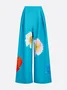 Urban Floral Printing Wide Leg Pants