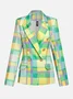 Urban Printing Plaid Lapel Collar Blazer