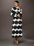 Loose Stand Collar Long Sleeve Urban Maxi Dress