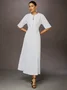 Cotton Urban Plain Raglan Sleeve V Neck Maxi Dress