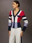 Urban Color Block V Neck Jacket