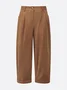 Casual Plain Pockets Turnip Pants No Belt