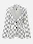 Urban  Printing Plaid Lapel Collar Blazer