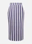 Urban Striped Printing Midi Skirt