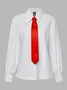 Cotton Urban Plain Buttoned Shirt With Tie