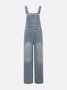 Casual Plain Denim Bib Pants
