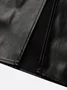 Urban Plain Knee Length Faux Leather Skirt With Belt
