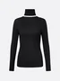 Casual Color-Block Turtleneck Tee