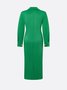 Urban Plain Side-Slit Shirt Collar Midi Dress