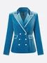 Elegant Velvet Piping Lapel Blazer