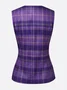 Urban Plaid Cross-Neck Buttoned Vest