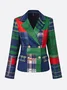 Urban Printing Plaid Lapel Collar Blazer